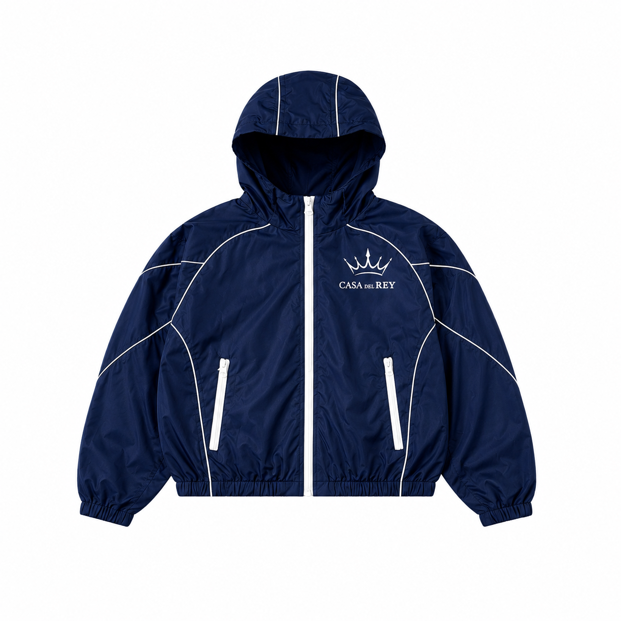 Midnight hooded windbreaker jacket