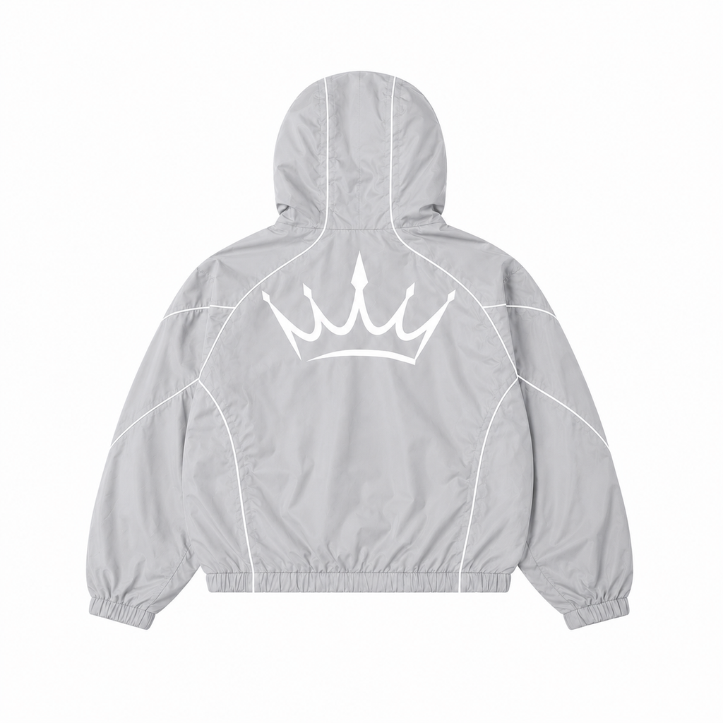 Ice grey hooded windbreaker jacket