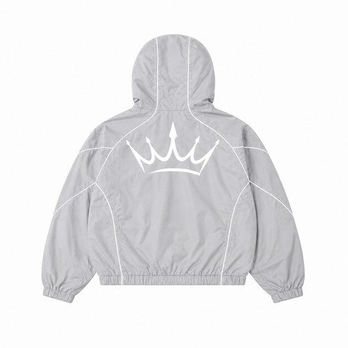 Ice grey hooded windbreaker jacket